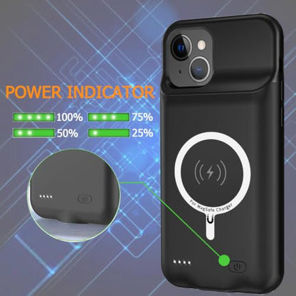 Battery Case for iPhone 15, Upgraded 10000mAh Ultra-Slim Rechargeable Portable Extended Battery Pack Support Qi Wireless Charging Case Compatible with iPhone 15(6.1 inch) Charger Case Cover(Black) - size: iPhone 15