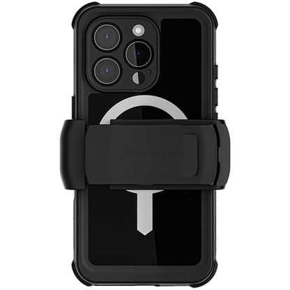 Ghostek Nautical Waterproof iPhone 16 Pro Case with Belt Clip Holster - Screen and Camera Protector, Apple MagSafe Compatible, Rugged Heavy Duty Cover (6.3 Inch, Black) - color: Black, size: iPhone 16 Pro