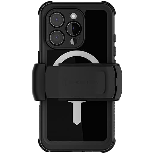 Ghostek Nautical Waterproof iPhone 16 Pro Case with Belt Clip Holster - Screen and Camera Protector, Apple MagSafe Compatible, Rugged Heavy Duty Cover (6.3 Inch, Black) - color: Black, size: iPhone 16 Pro