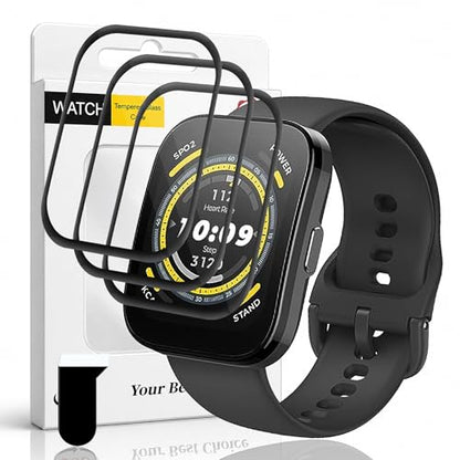 3 Pack for Amazfit Bip 5 Screen Protector (no glass), Self-Healing, 3D Full Screen Coverage Soft Film, Anti Scratch HD Clear Screen Protector for Amazfit Bip 5, Black - size: for Amazfit Bip 5