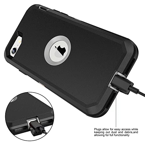 MXX Heavy Duty Protective Case for iPhone SE 2020/22 with Screen Protector, 3 Layers, Rugged Rubber, Rotating 360 Degree Belt Clip, Black/Gray - color: Black/Gray
