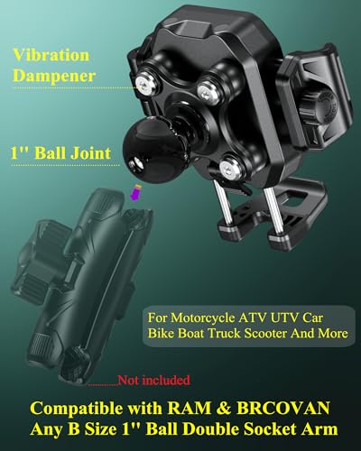 BRCOVAN 1'' Ball Phone Mount Holder with Vibration Dampener, 1s Locking