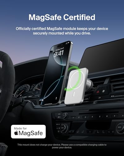 Belkin Magnetic Vent Mount Pro, MagSafe-Compatible Phone Holder for iPhone - style: New