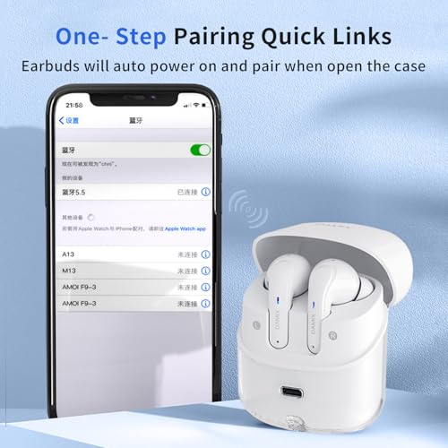 Two Pairs Wireless Earbuds, Dual Pair Headphones Ear Buds Bluetooth 5.5 with Noise Cancelling, LED Display Power in Ear Earphones Waterproof 120H Playtime for Laptop Pad Phones (White) - color: White