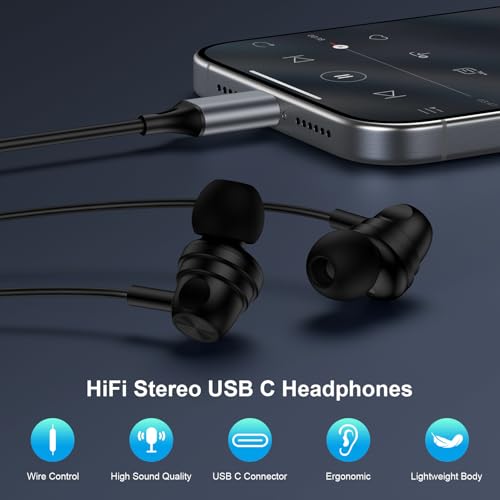 Pixel Wired Earbuds USB C for Google Pixel 11 Pro,10a,10 Pro XL/Fold,10,9a - color: Black