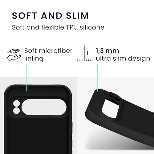 kwmobile Case Compatible with Google Pixel 9 Pro XL Case - Protective Slim TPU Cover with Soft Matte Finish - Black - color: black