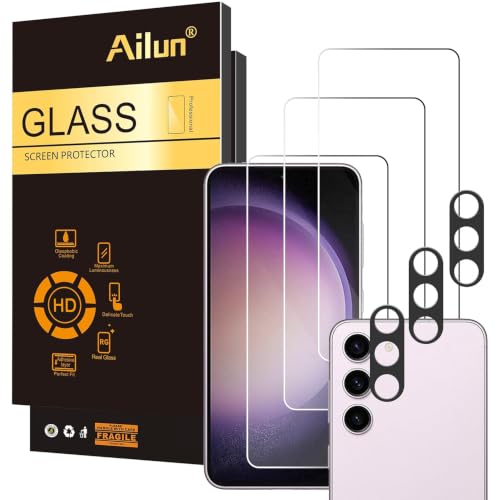 Ailun Screen Protector for Galaxy S23 [6.1 Inch] 3Pack + 3Pack Camera Lens Tempered Glass Fingerprint Unlock Compatible 0.25mm Ultra Clear Anti-Scratch Case Friendly [Not For S23 Ultra] - color: Transparent, size: S23 6.1 inches