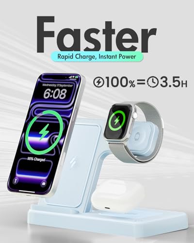 GETPALS Wireless Charger iPhone Charging Station for Apple Multiple Devices - color: Blue