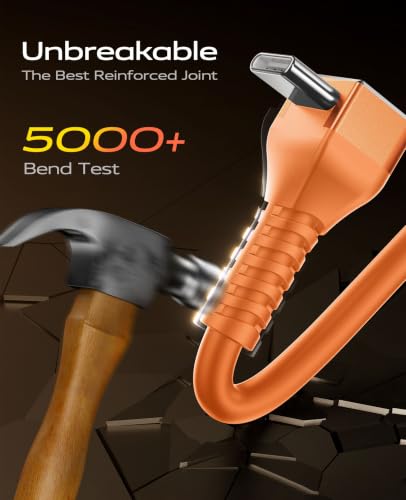 90 Degree Coiled USB C Cable [3FT/6FT], 60W USB C to C Cable Fast Charging - color: Orange, size: 3FT+6FT