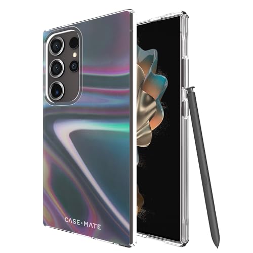 Case-Mate Soap Bubble Samsung Galaxy S24 Ultra 5G Case [6.8"] [12ft Drop Protection] [Wireless Charging] Phone Case for Samsung Galaxy S24 Ultra 5G - Iridescent Swirl Effect, Shockproof - Iridescent - color: Iridescent