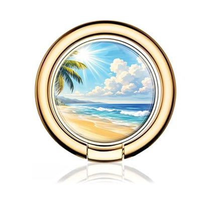 Cell Phone Ring Holder, Cute Metal Phone Grip Stand Finger Ring Kickstand, Flexible 360°Rotation Phone Tablet Case Accessories Compatible with Most Phones Tropical Beach Scene - color: Tropical Beach Scene
