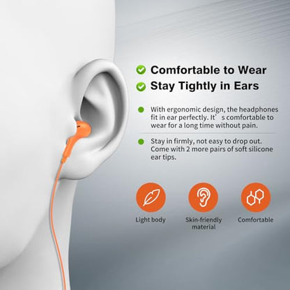 USB C Headphones for iPhone 18 Pro Max 17 16 15/Galaxy S26 FE Wired Earbuds - color: Orange