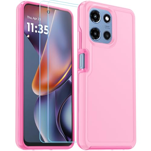 for Motorola Moto G 5G 2025/2026 Case with HD Screen Protector, Moto G Play 2026 Heavy Duty Shockproof Military Grade Full Body Protection Phone Cover (Purple Pink) - color: Purple Pink