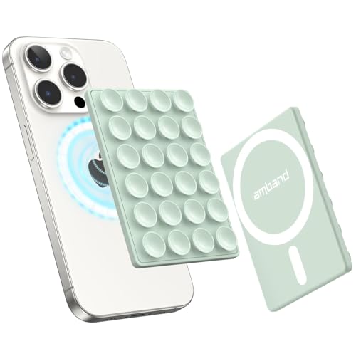 amBand Cute Preppy Stuff Silicone Suction Cup Phone Mount, Detachable Sticky Grip Holder for MagSafe Case, Easy to Use Video Accessories for Yoga/Dance/Call/Fitness, Matcha Green - color: Matcha Green