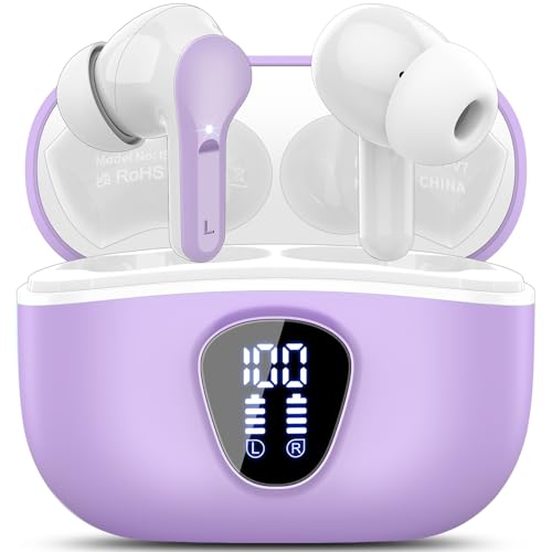 Wireless Earbuds, Bluetooth 5.4 Headphones HiFi Stereo, Bluetooth Earbuds - color: Purple