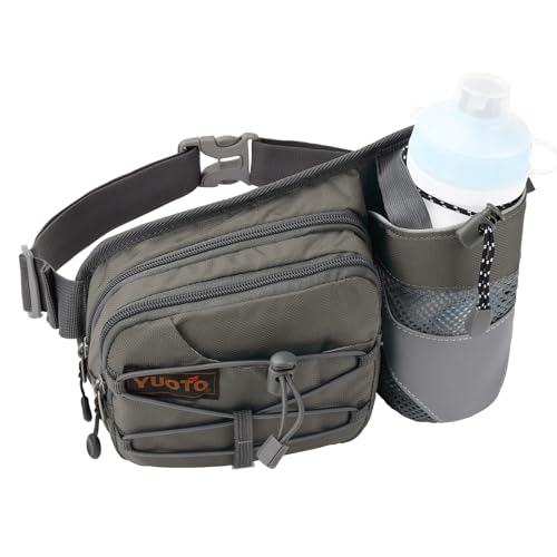 Waist Pack with Water Bottle Holder for Running Walking Hiking Fanny Pack - color: Grey