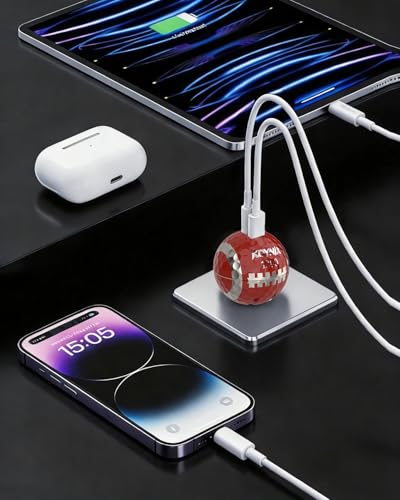 USB C Charger Block, Dual Port 20W Fast Charging Wall Charger Creative Ball Power Adapter for iPhone 17/17 Air/17 Pro/17 Pro Max/16/16 Pro/16 Pro Max/16 Plus/15/14/13/12, Galaxy, iPad, Airpods, More - color: Rugby