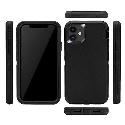 MAXCURY for iPhone 11 Case, Heavy Duty Shockproof Full Body Protection Phone Case for Men & Women, Hard PC Bumper + Soft TPU Silicone Rubber Back Cover for iPhone 11 6.1 inch (Black) - color: Black