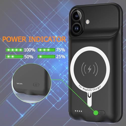 Battery Case for iPhone 17, Upgraded 10000mAh Ultra-Slim Rechargeable Portable Extended Battery Pack Support Qi Wireless Charging Case Compatible with iPhone 17 (6.3 inch) Charger Case Cover(Black) - size: iPhone 17 (6.3 inch)