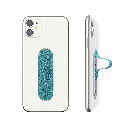 Momostick Flatstick, Cell Phone Finger Grip Strap Holder for Hand, Cell Phone Stand, New Slim Finger Loop Selfie Grip Compatible with Most Smartphones - Glitter Sky Blue - color: Glitter Sky Blue