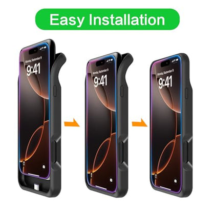 Battery Case for iPhone 16 Pro Max,12000mAh Rechargeable Portable Charging Case with Wireless Charging Compatible for iPhone 16 Pro Max (6.9 inch) with Carplay Extend Battery Pack Charger Case (Black) - size: iPhone 16 Pro Max