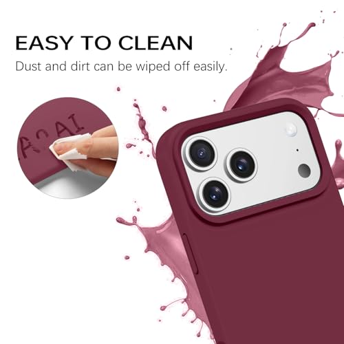 GUAGUA Compatible with iPhone 17 Pro Max Case 6.9 Inch Liquid Silicone Soft Gel Rubber Slim Thin Microfiber Lining Cushion Texture Cover Shockproof Protective Phone Case for iPhone 17 Pro Max,Wine Red - color: Wine Red, size: iPhone 17 Pro Max