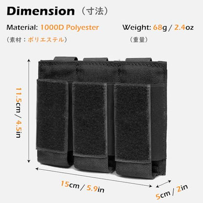 TRIWONDER Tactical Cigarette Pouch Molle Small Military Bag Battery Cigarette Case EDC Utility Card Holder Lighter Slot Mini Cigar Waist Pack - color: 14 Black - Triple Pistol