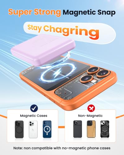 for Magsafe Portable Charger 10000mAh Magnetic Power Bank Battery Pack - color: Purple
