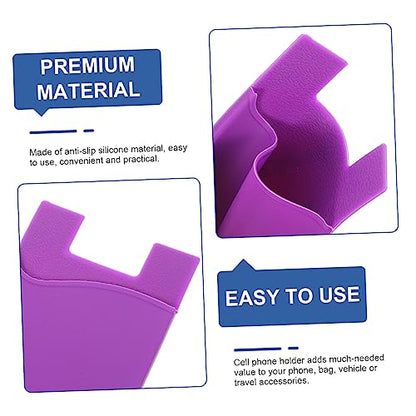 Adhesive Silicone Phone Wallet Holder for Cell Phone, Purple 3 Pack - color: Purple