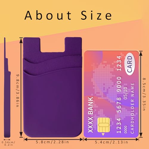 Cell Phone Card Holder Stick on, Adhesive Cellphone Wallet Credit Card Sleeve, Compatible with iPhone, Android, Samsung Galaxy and Smartphones - Black, White, Grey, Pink, Purple, Hot Pink - color: Black White Grey Pink Purple HotPink