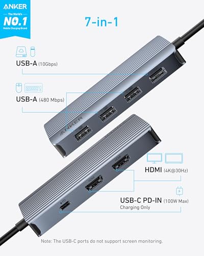 Anker 7-in-1 USB-C Hub, Dual Monitor USB C Docking Station - style: 7-in-1 【2 HDMI】