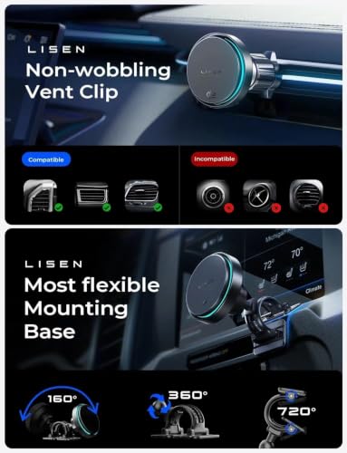 LISEN for iPhone 18 Pro Max Car Charger Mount Holder for Qi2.2 25W Cooling