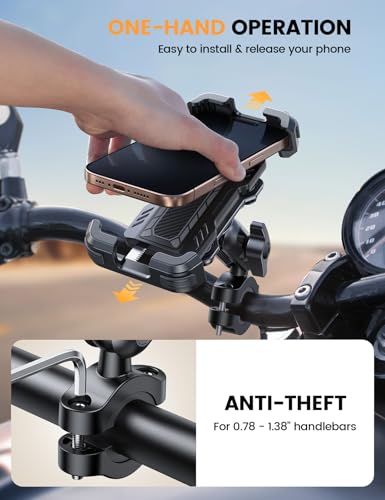 Lamicall Motorcycle Phone Mount Holder with Metal Extension Arm
