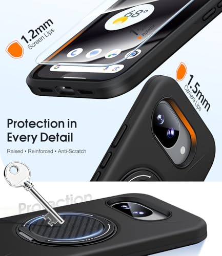 JAME for Google Pixel 10A Case with Ring Stand, Shockproof 10a Phone Case | Kickstand Holder, Dual Layer Protective Cover, Screen Protector, Magnetic Accessory Friendly Google 10a Phone Case, Black - color: Black
