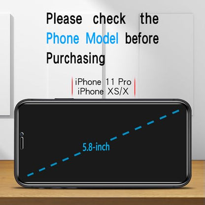 Slanku Privacy Screen Protector for iPhone 11 Pro/10/XS/X Tempered Glass - size: 11 Pro/10/XS/X