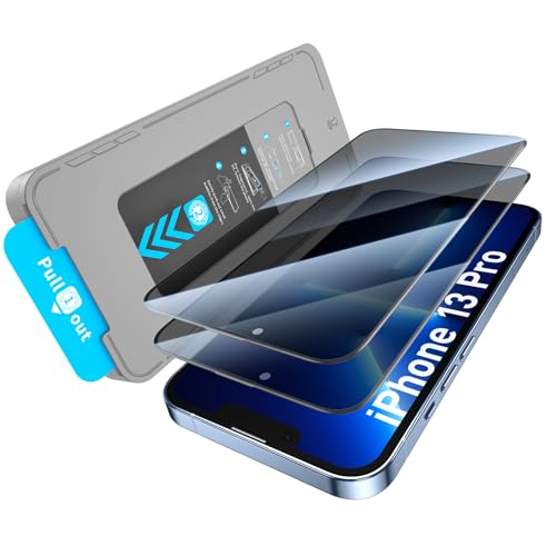KUZOOM 2Pack Privacy 9H+ Tempered Glass Screen Protector for iPhone 13 Pro - color: Black 13Pro