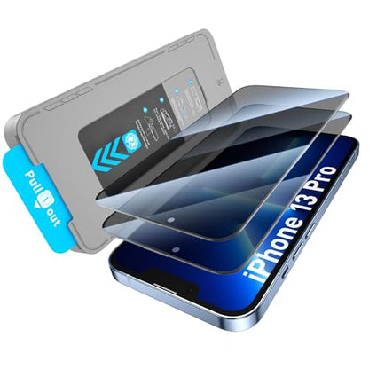 KUZOOM 2Pack Privacy 9H+ Tempered Glass Screen Protector for iPhone 13 Pro - color: Black 13Pro