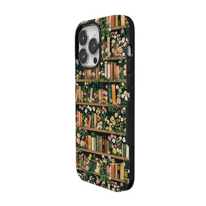 Casely iPhone 14 Pro Max Case | Book Nook | Floral Library | Bold Protective Design | Compatible with MagSafe - color: Book Nook | Floral Library