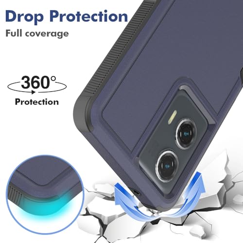 for Moto G Stylus 5G 2024 Case: Dual Layer Protective Heavy Duty Cell Phone Cover Shockproof Rugged with HD Screen Protector - Military Protection Bumper Tough - Motorola Moto G Stylus 5G 2024, Blue - color: Navy Blue (PC) + Black (TPU)