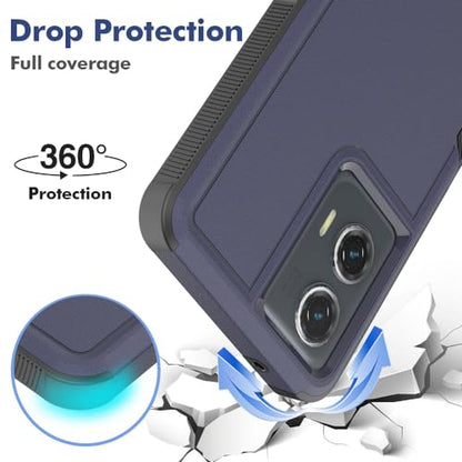 for Moto G Stylus 5G 2024 Case: Dual Layer Protective Heavy Duty Cell Phone Cover Shockproof Rugged with HD Screen Protector - Military Protection Bumper Tough - Motorola Moto G Stylus 5G 2024, Blue - color: Navy Blue (PC) + Black (TPU)