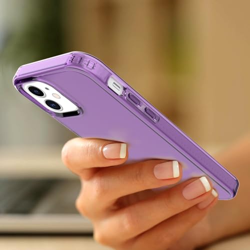 for iPhone 12 Clear, [Crystal Clear][Non-Yellowing] Slim Shockproof Reinforced Drop Protective Flexible TPU Back Cover Phone Case for iPhone 12(Purple) - color: Purple