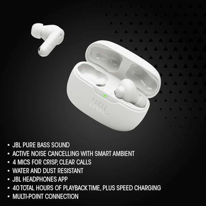 JBL Vibe Beam 2 - True Wireless Noise Cancelling Earbuds with JBL Pure Bass Sound & Smart Ambient Technology, 4mics for Crisp, Clear Calls, up to 40Hrs of Playback, IP54 Dust & Water Resistant (Pink) - color: Pink
