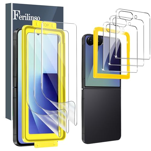 Ferilinso Screen Protector for Samsung Galaxy Z Flip 7, Tempered Glass Back | 3 Pack, 9H+ Hardness, Military-Grade Shatterproof, Case Friendly, Easy Installation Bubble Free, with Camera Lens Protector - size: Samsung Galaxy Z Flip 7-Clear