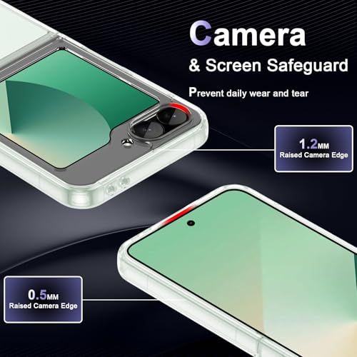 Case for Samsung Galaxy Z Flip 6, Military Grade Drop Protection Clear Phone Case, Yellowing Resistant, Anti-Scratch Hard PC Back, Shockproof Hard Ultra-Thin Protective Cover, Transparent - size: Samsung Galaxy Z Flip6