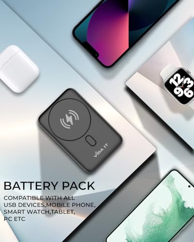 Magnetic Power Bank for iPhone 15/14/13/16/17 Pro Max Wireless Portable Charger for Samsung Android Phone Fast Charging, 10000mAh USB Battery Pack for Heated Vest Clothing, Rechargeable PD QC Qi USB-C