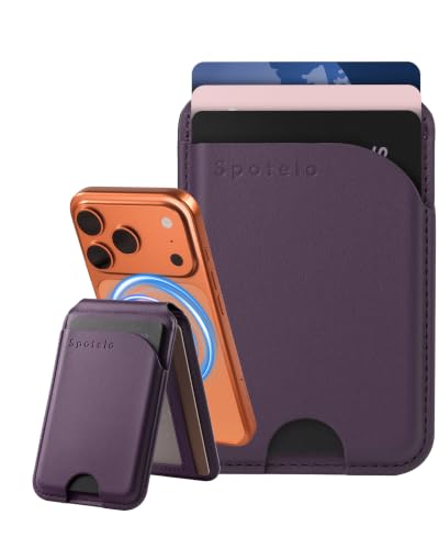 for MagSafe Wallet with Stand, Magnetic Card Holder for iPhone 17/16/15/14/13/12 Series, Not for iPhone 13/12 Mini(Purple) - color: Purple