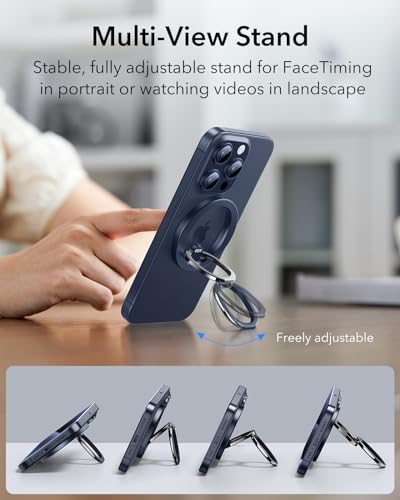 ESR Magnetic Phone Ring Holder for iPhone 17/16/15/14/13/12 - color: Blue Titanium
