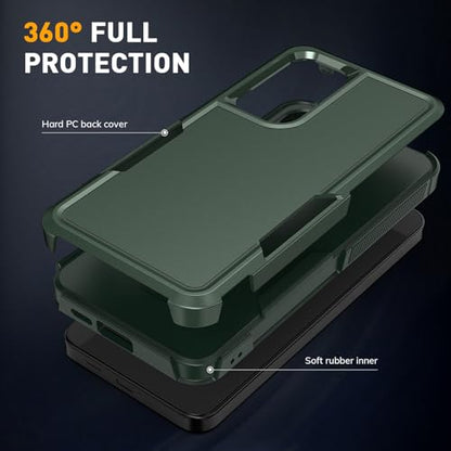 Vinve for Samsung Galaxy S25 FE Case with HD Screen Protector, Military-Grade Shockproof & Dual-Layer Protection, Anti-Slip Grip Design Phone Case, Blackish Green - color: Blackish Green