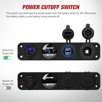 Nilight 4 in 1 Charger Socket Accessory Switch Panel On Off Rocker Toggle - color: 4 in 1 Blue