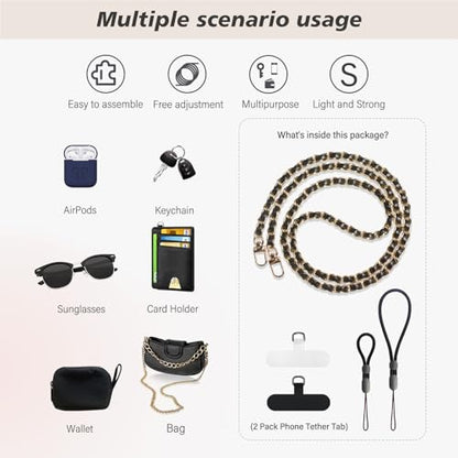 Phone Crossbody Chain, Universal Crossbody Patch Phone Lanyards, Multifuctional Compatible with Most Smartphones, Phone lanyard, Anti theft（pink-45in） - color: Pink-45in